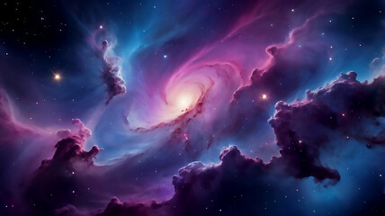 Fototapeta premium Colorful Nebula in Deep Space with Glowing Galactic Swirl