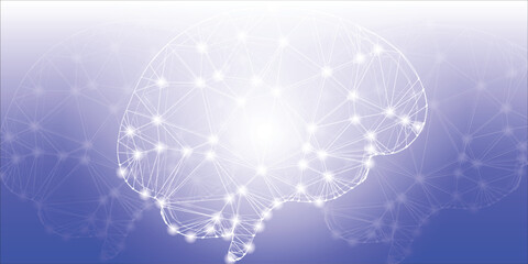 Abstract blue light brain background for science design. Vector illustration.