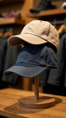 A Sports Fan's Shopping Experience: Baseball Cap and Hoodie Display