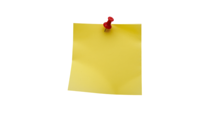 yellow sticky note pinned isolated on tranpsarent png