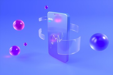 Minimalist 3D Smartphone with Rising Price Chart and Pastel Colors