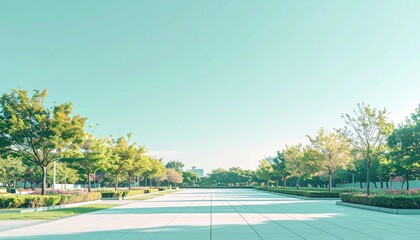 Scenic walkway in a vibrant park urban landscape photography sunny day serene atmosphere