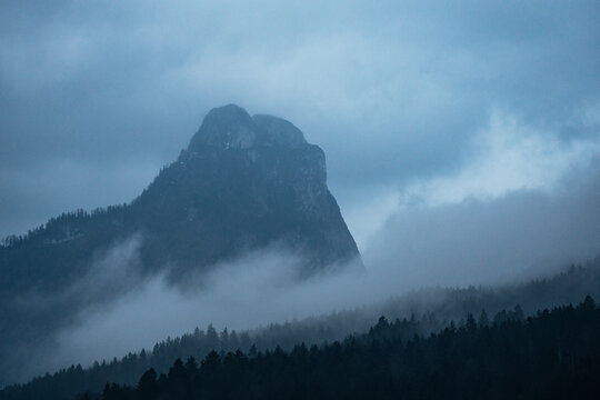 Misty Mountain Peak at Dusk