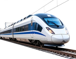 High-speed train on tracks