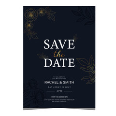 Wedding invitation, Save the date, Vector illustrations of floral lusury and elegant weeding invitation card.
