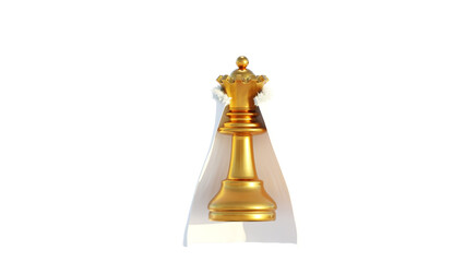 golden chess queen with white kings mantle 3D rendering