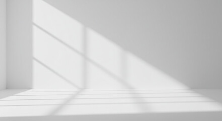 Bright minimalist room illuminated by window shadows and natural light