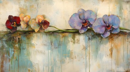 Vibrant Orchid Floral Painting Abstract Art Canvas