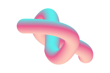 Abstract Pink and Teal 3D Twisted Knot Design:  A Modern Digital Art Graphic