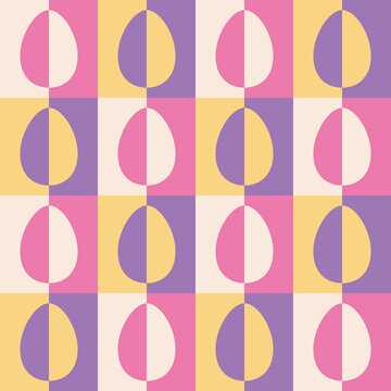 Seamless pattern with geometric Easter eggs