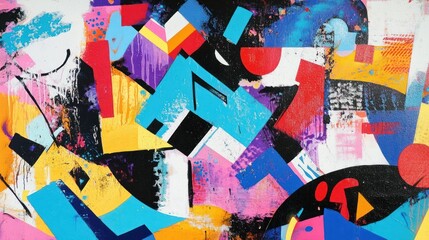 A vibrant abstract composition of geometric shapes and colors.