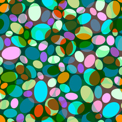 Multicolor transparent layered ovals, circles, rounded shapes, sea pebbles Modern abstract geometric mosaic pattern