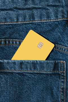 Yellow Bank Credit Card in Denim Pocket