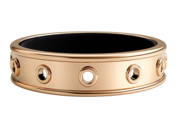 Rose Gold Bracelet with Black Leather Lining and Circular Cutouts
