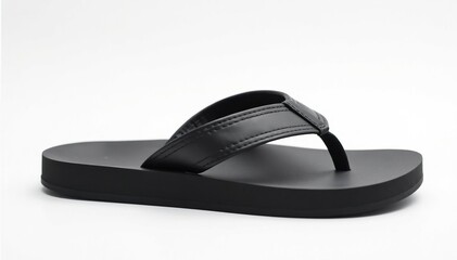Single black flip-flop on white background, studio shot , simple, holiday