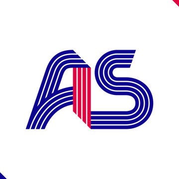 Paralel Line Red and Blue Stripes Initial Logo Letter A and Letter S Monogram
