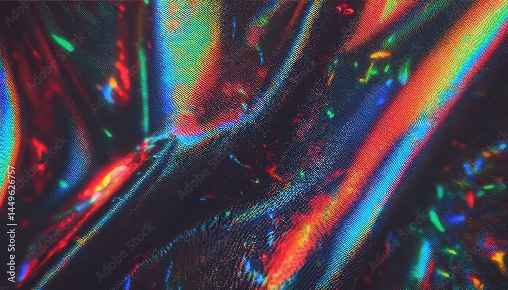 Poster vibrant holographic texture with rainbow light refractions and iridescent shimmer for digital backgr