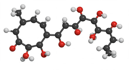 Molecular structure of citric acid, an organic tricarboxylic acid compound