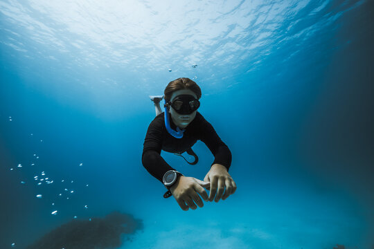 Freediver in Open Water