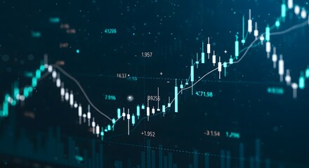 Naklejka premium Stock Chart with Line and Bar Graph