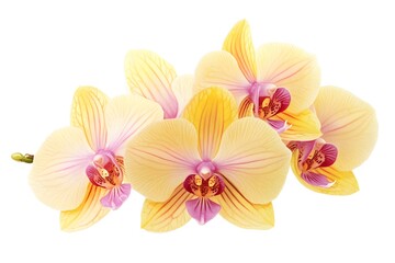 Obraz premium Elegant Pale Yellow Phalaenopsis Orchids Bouquet Closeup