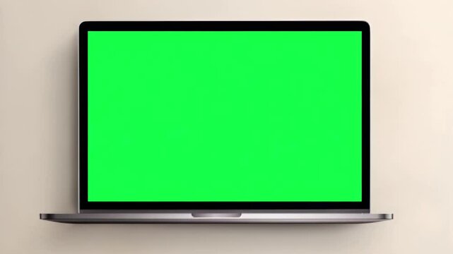 Laptop computer screen live mockup animation, transparent 4K video, green screen