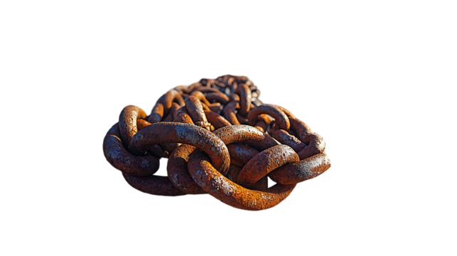 Rusty Metal Chain Links Isolated on Black Background