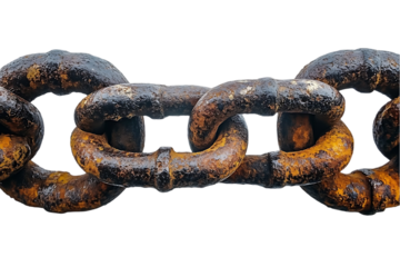 Rusty Metal Chain Links on Black Background