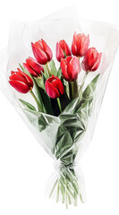 Obraz premium Red tulips bouquet looks so lovely and fresh