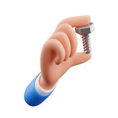 3d illustration illustration of hand holding a bolt
