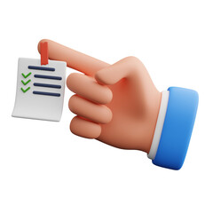 Hand holding reminder notes 3d illustration