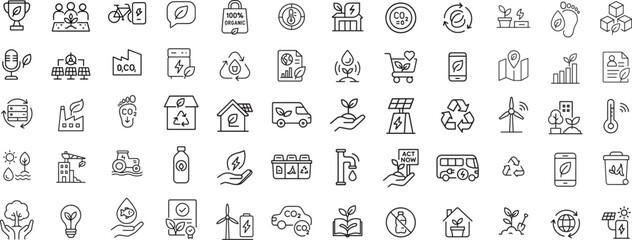 Eco-Friendly Line Icons Vector Illustration on White Background