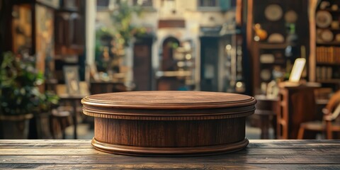 a wood table with a wooden top on it 