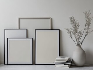 Empty Picture Frames Mockup in Minimalist Interior