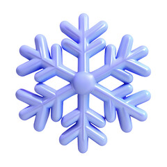 Snowflake icon. 3d rendering isolated on white background. Cartoon plastic style