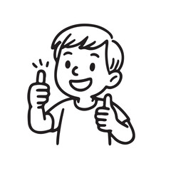 Kids Selfie and Video Creation Icon Set Hand Drawn Black and White