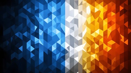 Abstract Blue White Orange Geometric Triangle Pattern Background