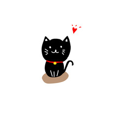 black cat with heart