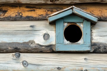 Ventilation hole in insulated wooden structure with unique design features Generative AI