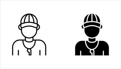 simple black football coach icon set design template, vector illustration on white background