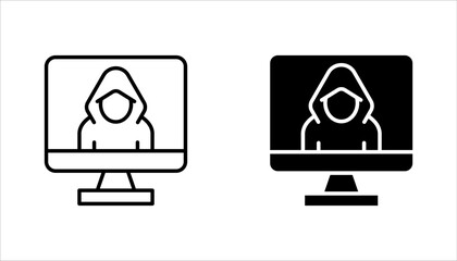 Cyber crime icon set. Cyber hackers attacks on computers, vector illustration on white background