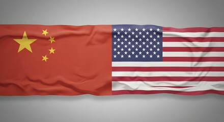 National Flag of USA and China, Political Diplomacy, Trade Agreements, Tariff Background