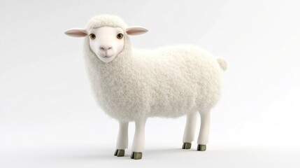 Fototapeta premium Cute white sheep, digitally rendered