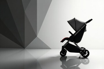 Abstract stroller shapes in grayscale create a modern geometric pattern , edgy, stylish, bold