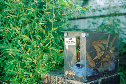 Transparent mail box with no junk mail sign