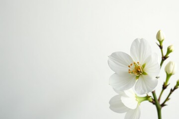 Fototapeta premium Delicate white blossoms against pure white backdrop, delicate, nature, image