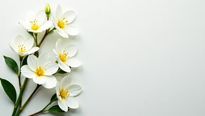 Elegant white floral arrangement on pristine background, photography, form, spring