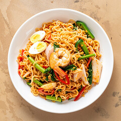 Thai food Spicy seafood instant noodles salad