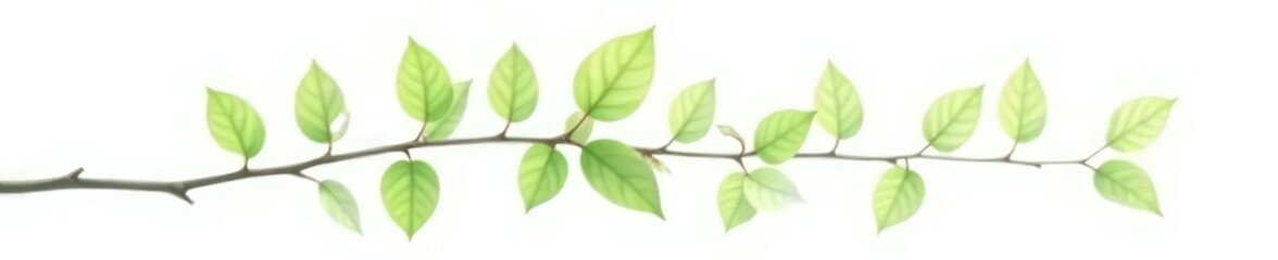 Naklejka premium Single branch with delicate leaves isolated on white background, branch, foliage, isolated