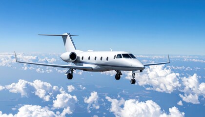 Obraz premium Compact Luxury- -Seater Twin Aircraft Soaring Above the Clouds 